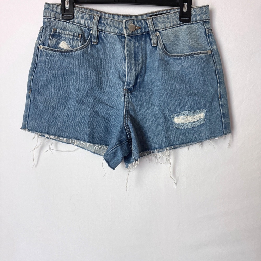 Blank NYC The Barrow Denim Shorts Women 28 Light Blue Distressed High Rise